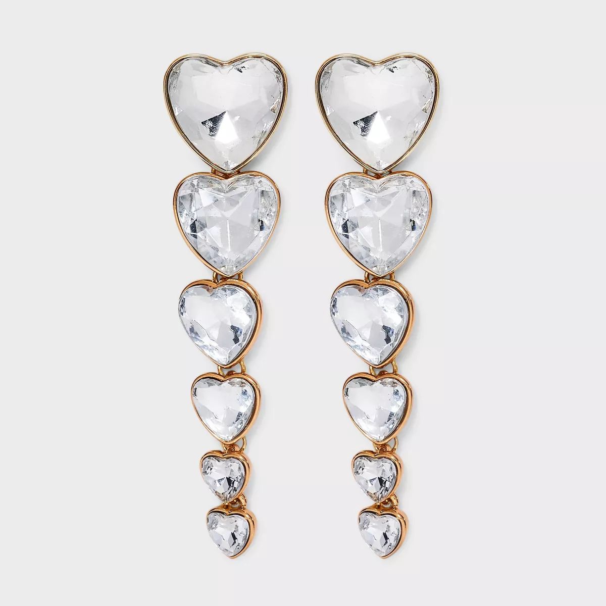 SUGARFIX by BaubleBar Heart Crystal Statement Drops Earrings - Gold | Target