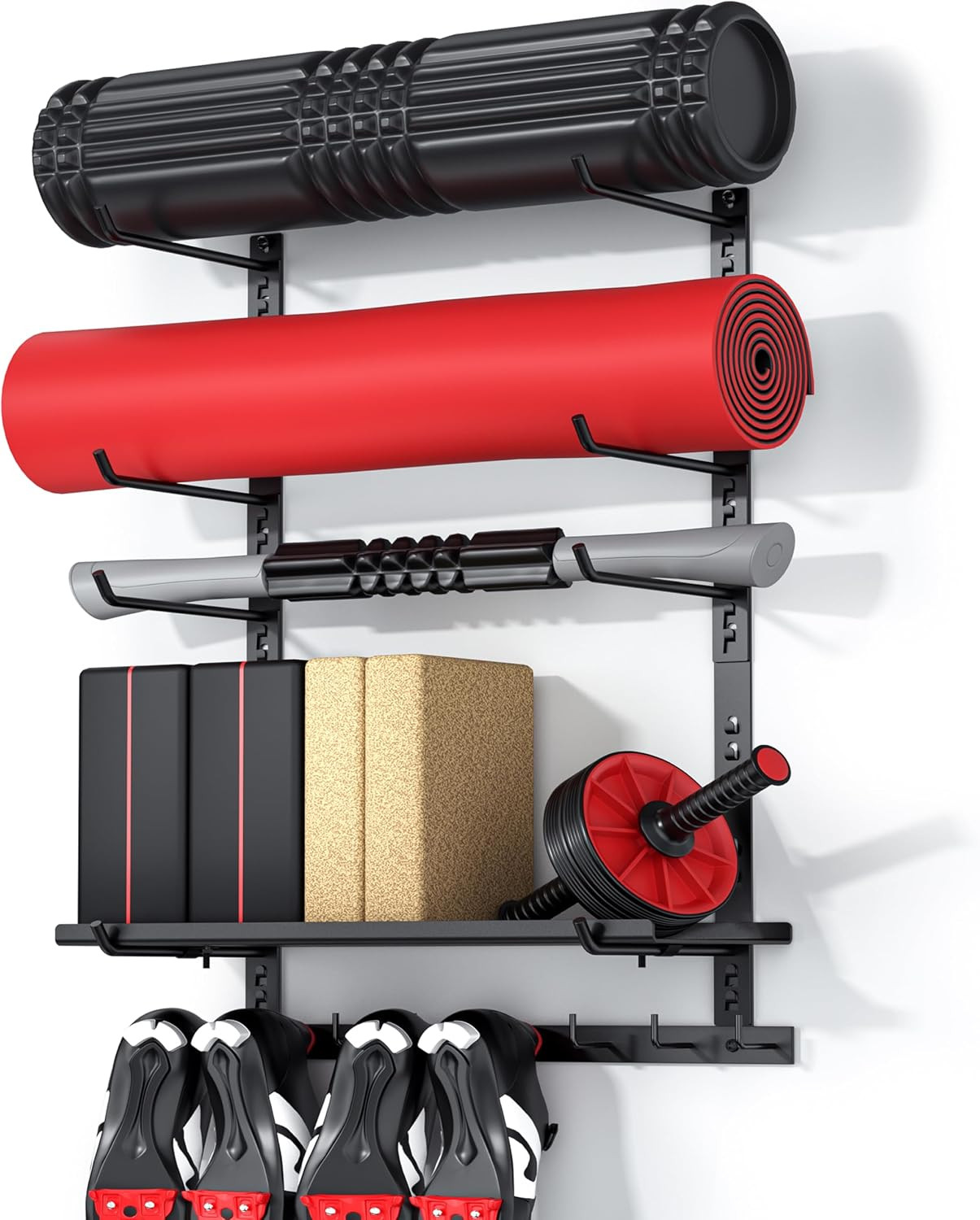 Home Gym Wall Storage Shelf, 1 Board & 4 Adjustable Holders Sets | Amazon (US)