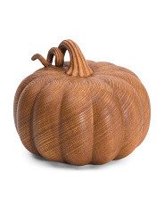 9in Wood Finish Pumpkin | Marshalls
