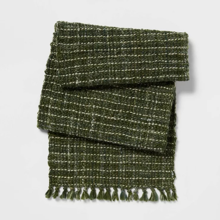 72" x 14" Textured Metallic Table Runner Green - Threshold™ | Target