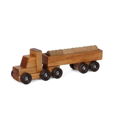 Small Wooden Tractor Trailer Truck with Barrel Hauler | Walmart (US)