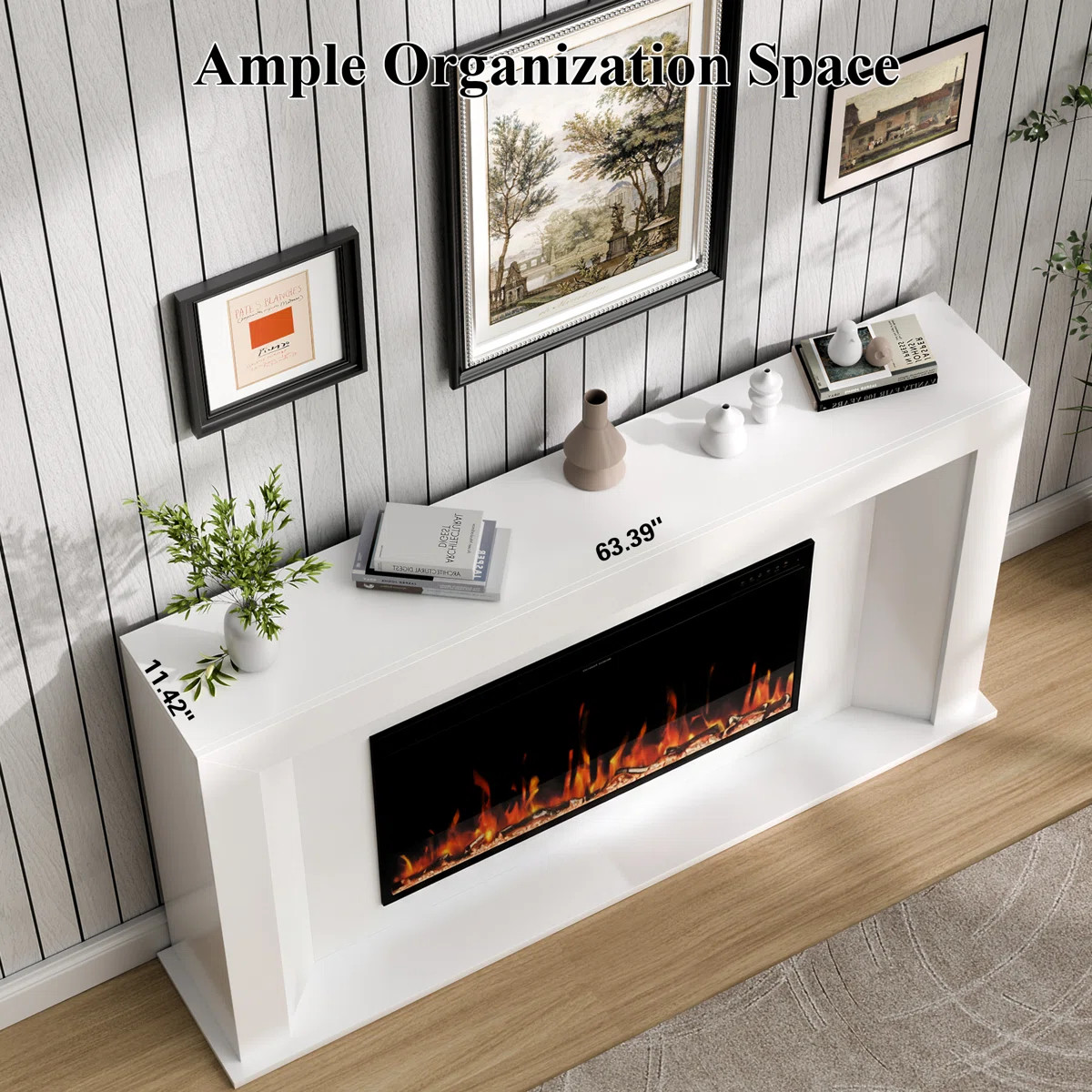 65.75" Electric Fireplace Heater Mantel Tv Stand With Remote Control, Overheat Protection | Wayfair North America