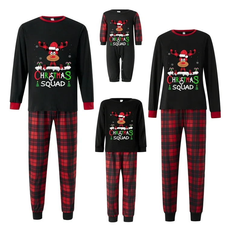 Qiylii Christmas Pajamas Set or Matching Family Parent-Child Long Sleeve Cartoon Elk Print T shir... | Walmart (US)
