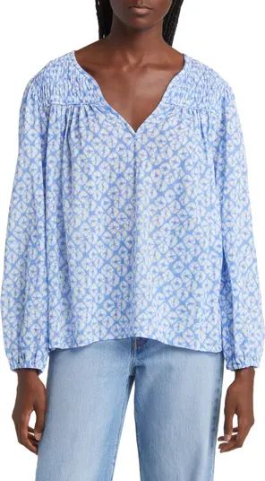 Emryn Abstract Print Cotton Peasant Top | Nordstrom