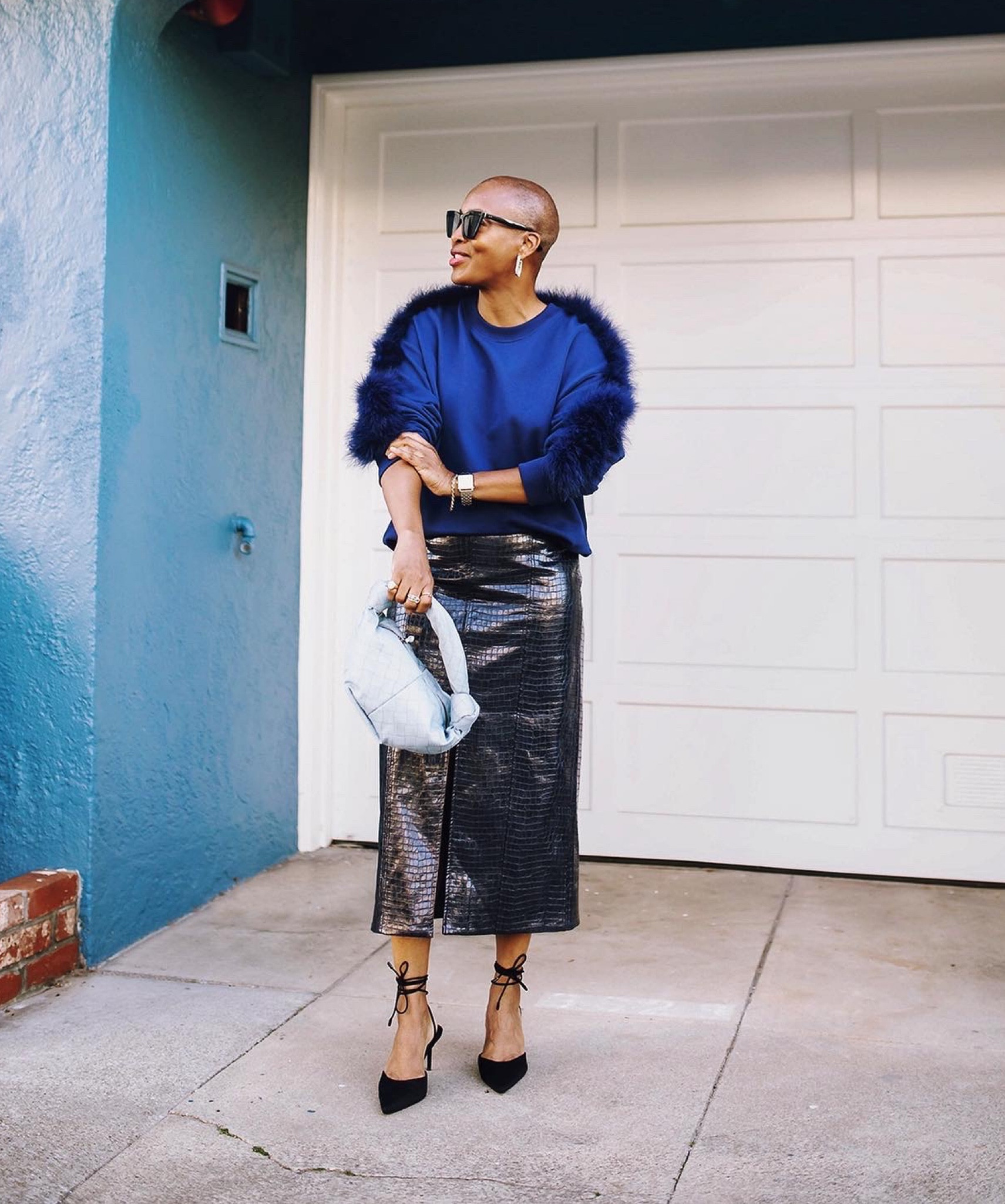 the best way to elevate a monochromatic look is to play with textures…feathers, faux leather, and jacquard bring dimension to this all-blue outfit 💙💙

#LTKSeasonal #LTKover40 #LTKstyletip