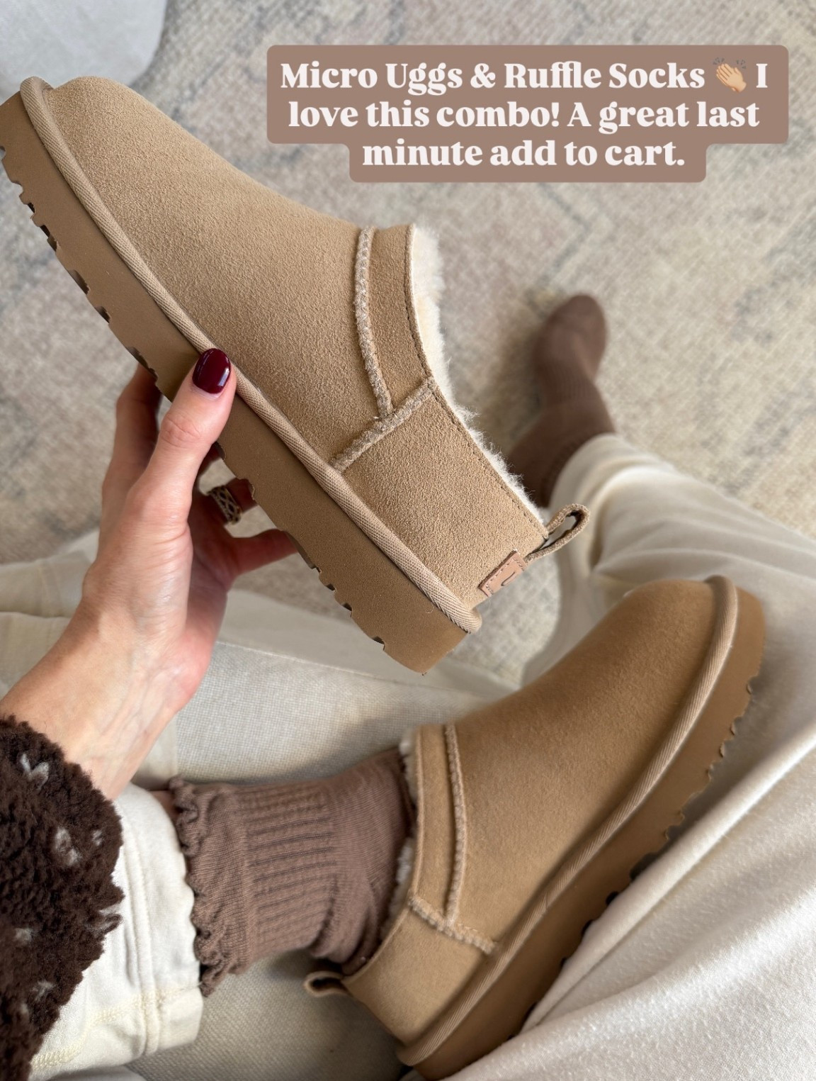 These micro uggs paired with these ruffle socks would make a great gift any girl would love to receive! 

Loverly Grey, gift guide, gift ideas, micro Uggs, ruffle socks

#LTKHoliday #LTKGiftGuide