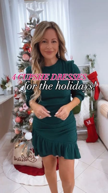 Dresses I’m loving for the holidays from CUPSHE!! Wearing size small and they all fit tts!! Use code ilda15 for 15% off orders over $65 

#LTKVideo #LTKHoliday #LTKSeasonal
