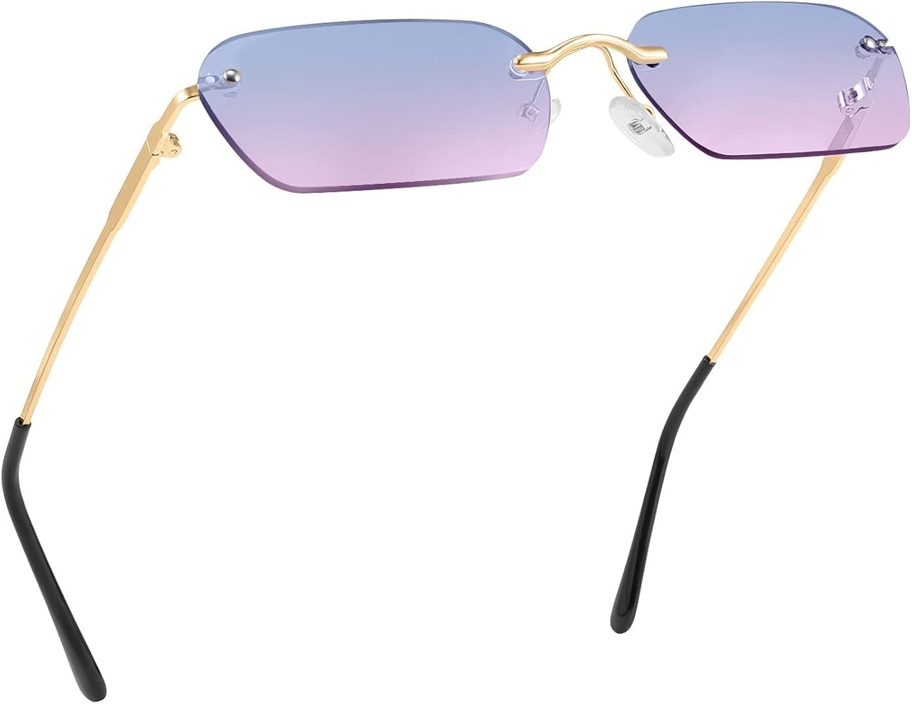 FEISEDY Rimless Sunglasses Y2K Sunglasses Retro Small Narrow Clear Eyewear Vintage Rectangle Sung... | Amazon (US)