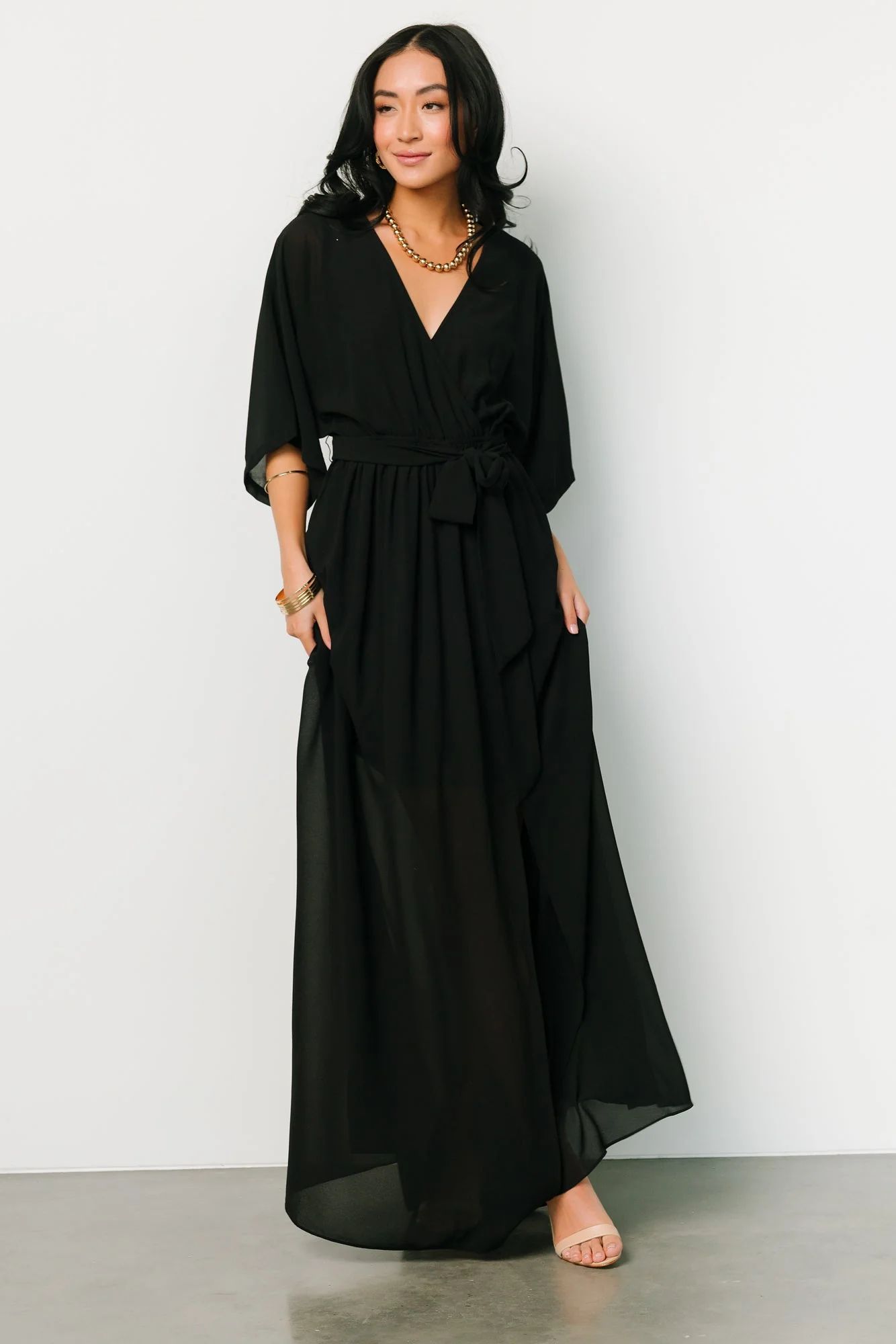Kia Kimono Maxi Dress | Black | Baltic Born