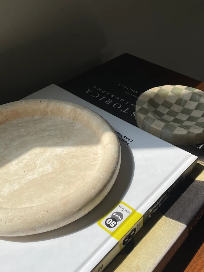 Travertine Round Catchall Tray | Etsy (US)