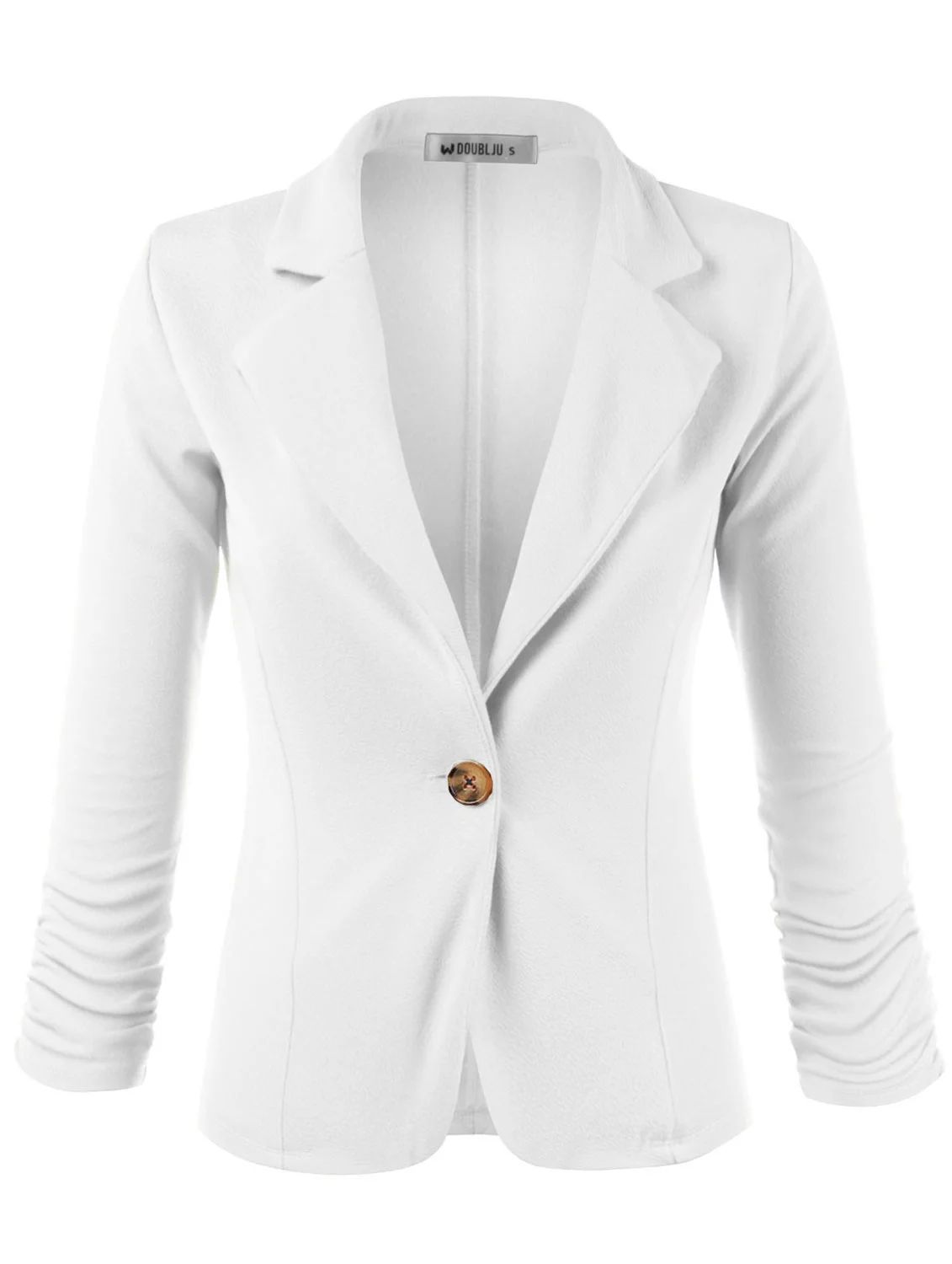 Doublju Women's Casual One Button Blazer with Shirring Long Sleeve | Walmart (US)