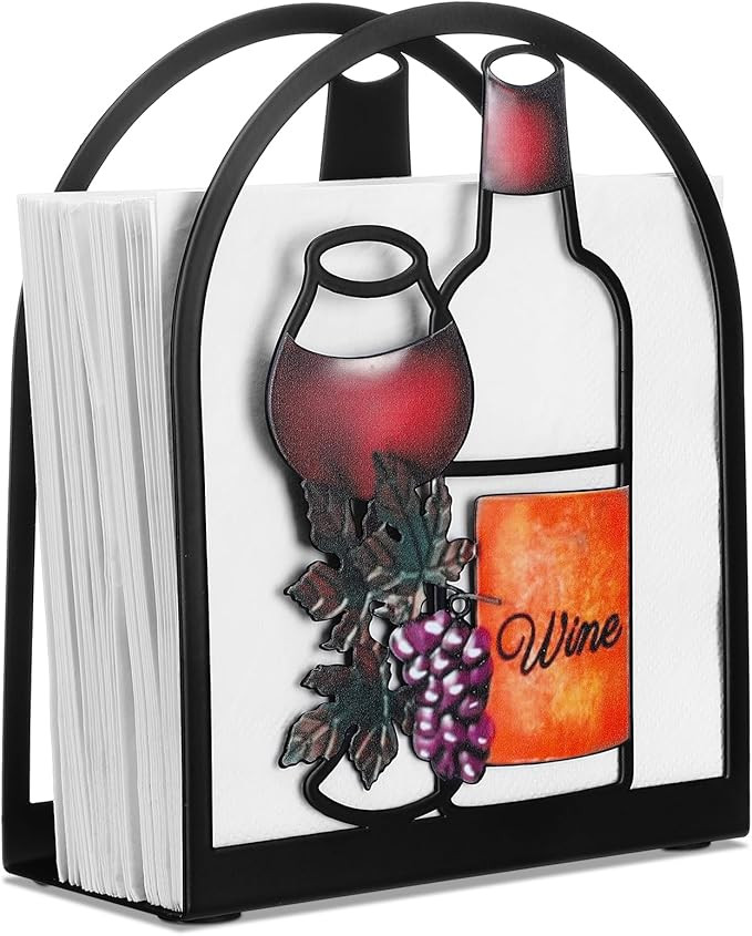 Wine Paper Towel Holder Napkin Holder Tabletop Tissue Stand Countertop Grape Wine Decor for Kitch... | Amazon (US)