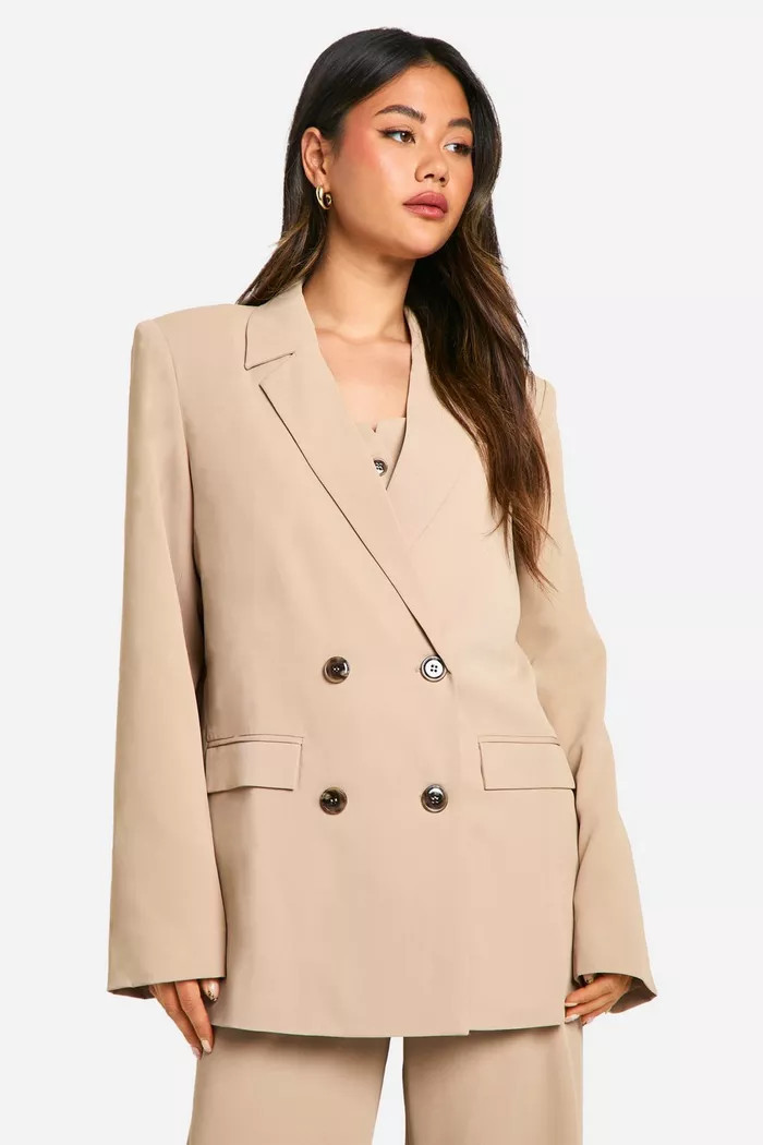 Oversized Double Breasted Tailored Blazer, Cropped Waistcoat & Wide Leg Trouser Suit Set | Boohoo.com (UK & IE)