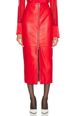 retrofete Lonny Leather Skirt in Red | FWRD 
