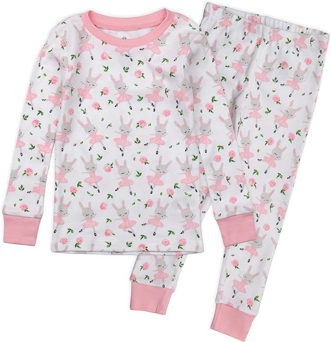 HonestBaby Girls Organic Cotton 2-Piece Snug Fit Pajama Set | Amazon (US)
