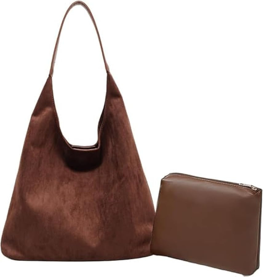 Leather Hobo Bags for Women Brown Purses Suede Purse Slouchy Tote Bag Suede Tote Bag Fall Purses ... | Amazon (US)