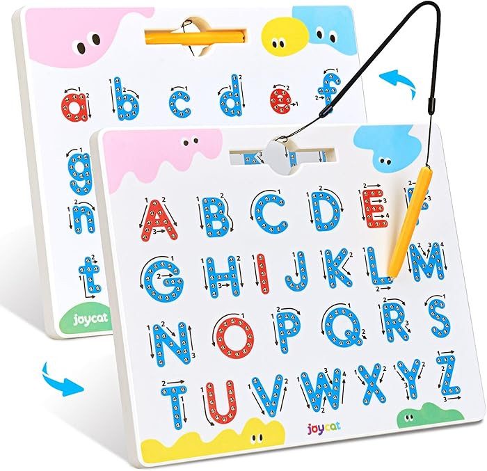 JoyCat Magnetic Letter Tracing Board, 2-in-1 Double-Sided ABC Magnets for Kids Ages 3-5, Uppercas... | Amazon (US)