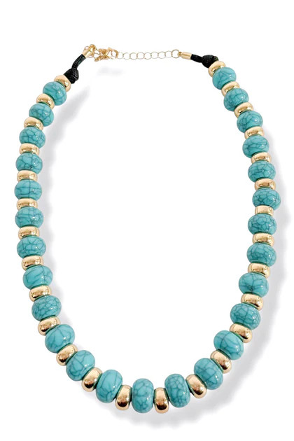 Going Anywhere Turquoise Flat Disk Beaded Necklace | The Willow Tree