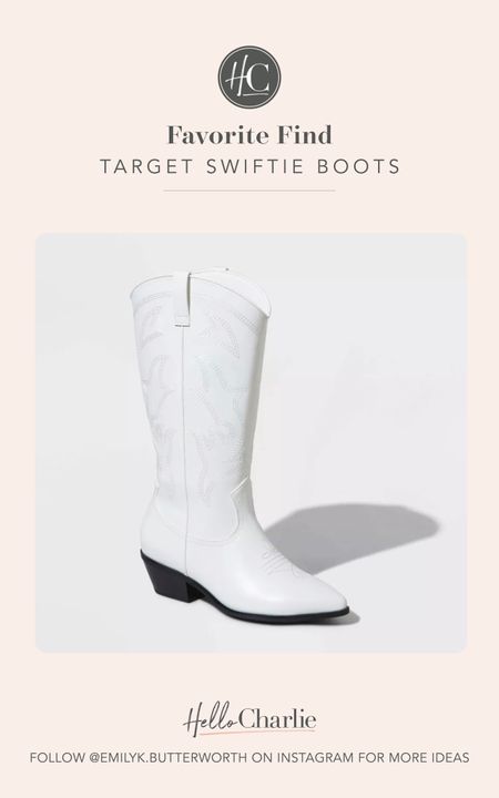 The Eras Tour Movie is out and as amazing as well knew it would be. Grab these adorable white boots from Target to complete your look! 



#LTKsalealert #LTKstyletip #LTKfindsunder50