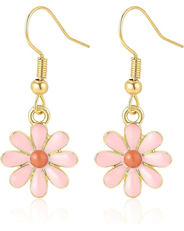 Daisy Flower Earrings for Women, Cute Daisy Small Dangle Drop Earrings Gold-Tone Minimal Vintage ... | Amazon (CA)