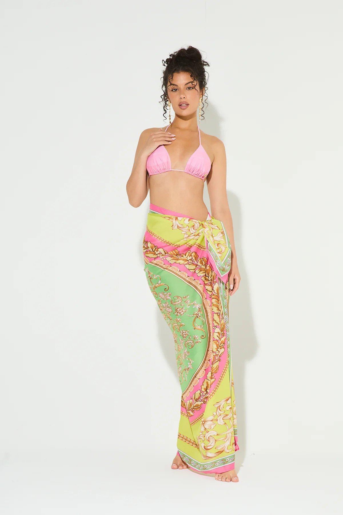 ATHENA Lime & Pink Printed Sarong | Noughts and Kisses