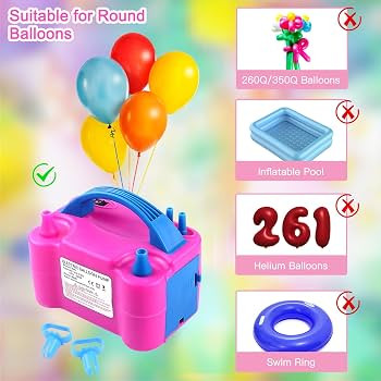 QIPUMP Balloon Pump Electric,110V 600W Balloon Blower Inflator Dual Nozzle Air Pump Balloons Infl... | Amazon (US)