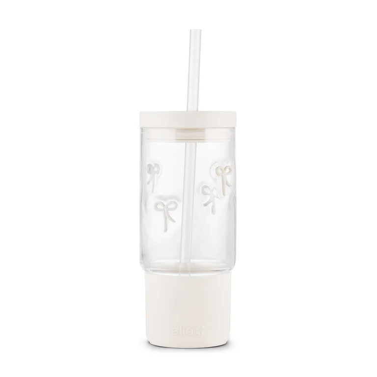 Ello Charmed 18oz Glass Tumbler , White Bows | Walmart (US)