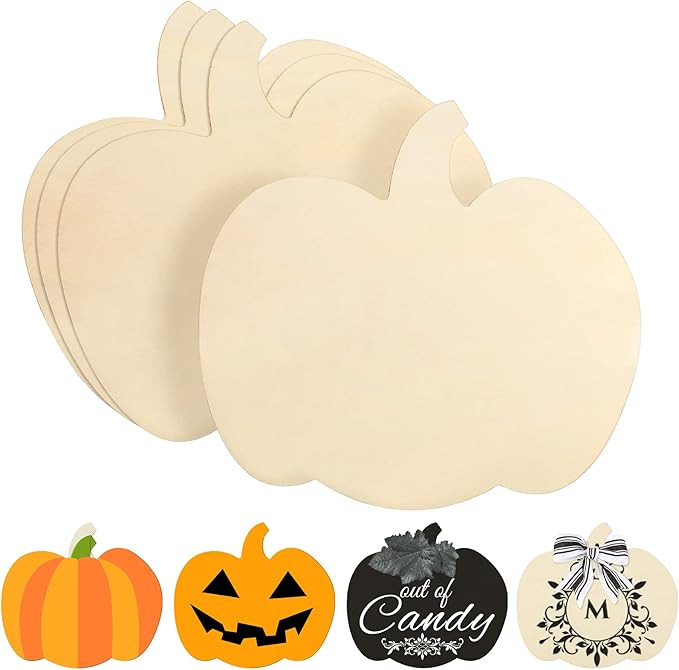 Large Thanksgiving Wooden Pumpkin Cutout Unfinished Wood Craft Cutout Blank Pumpkin Shape Cutout ... | Amazon (US)