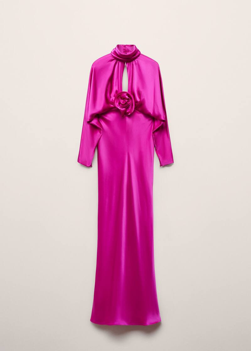 Satin dress with flower detail -  Women | Mango United Kingdom | MANGO (UK)