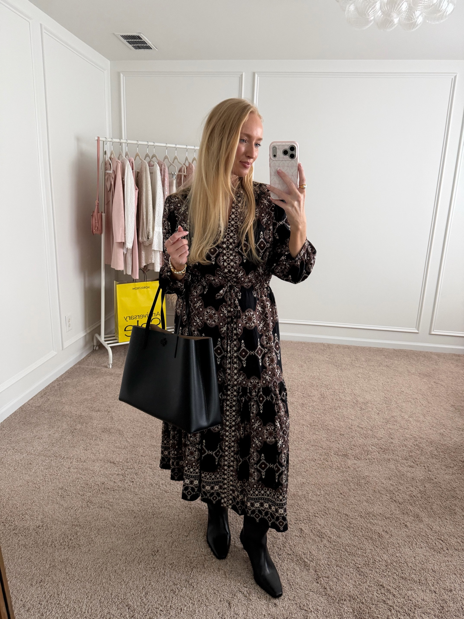 Comfy fall dress that works great for fall work wear or casual events, Sunday service, etc. I’m wearing a small and it’s big on me so I recommend sizing down! Paired it with the Tory Burch tote on sale and it’s a great size for work and easily fits a laptop and water bottle, lunch box, etc!

#LTKSaleAlert