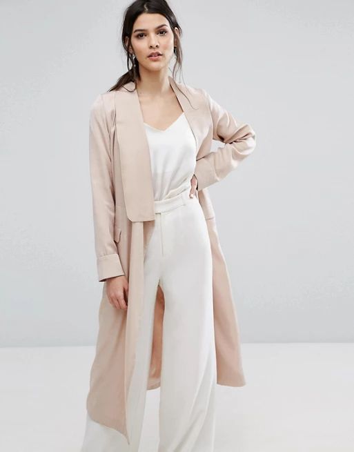 Neon Rose – Lässiger Duster-Mantel aus gehämmertem Satin | Asos DE