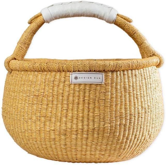 Fall Natural Basket | Handwoven Bolga Natural Market Basket | Halloween Market Basket | Reusable ... | Amazon (US)