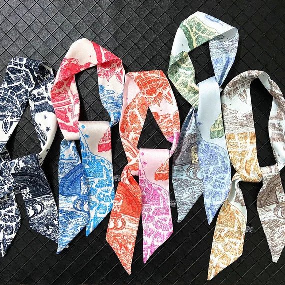 La Cite Cavaliere Twilly Long skinny scarf Hair scarf scarf | Etsy | Etsy (US)