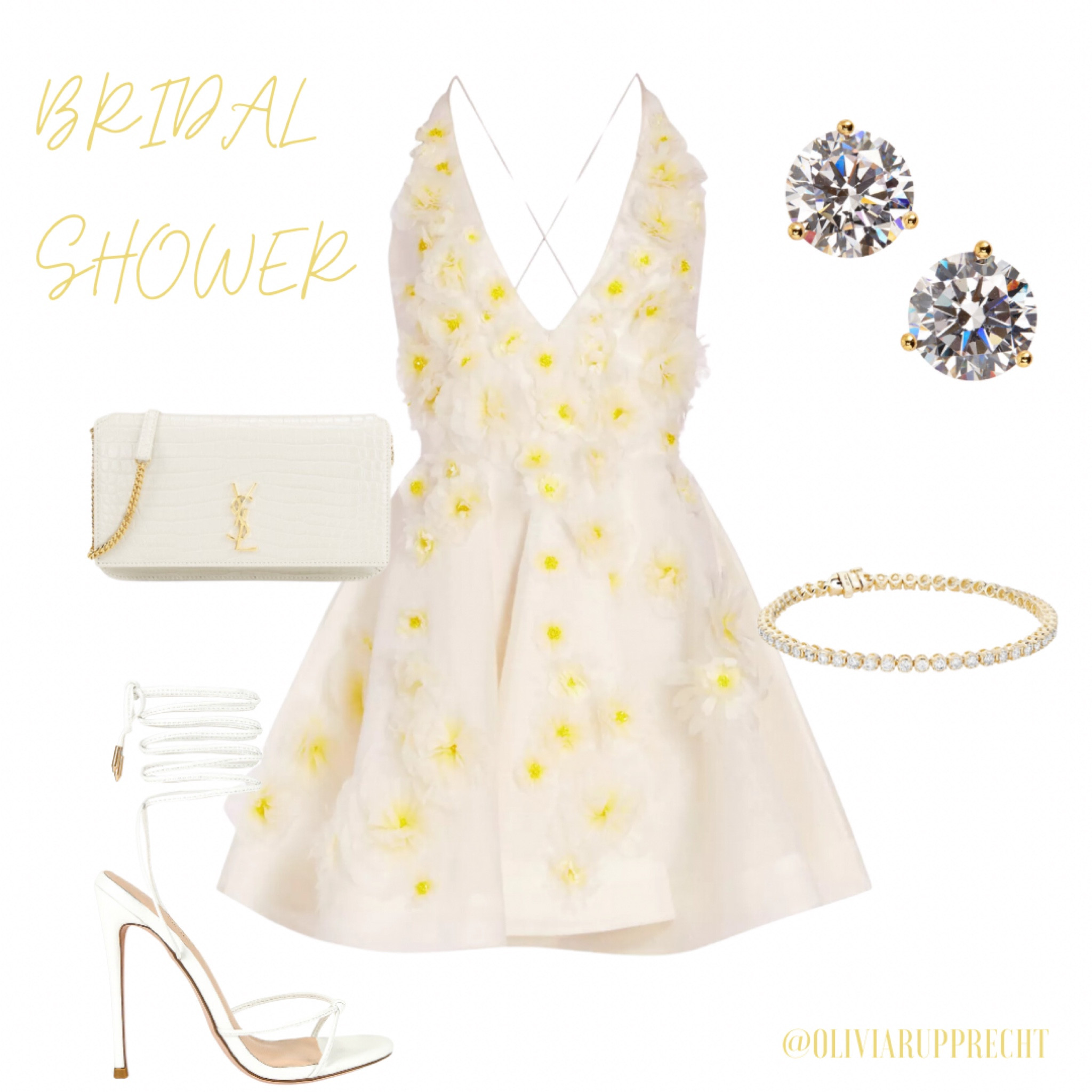 Bridal shower | wedding | shoes | heels | jewelry | earrings | bracelet | purse | ysl | white | bag| dress | fashion | style | trend | 

#LTKwedding #LTKstyletip #LTKitbag