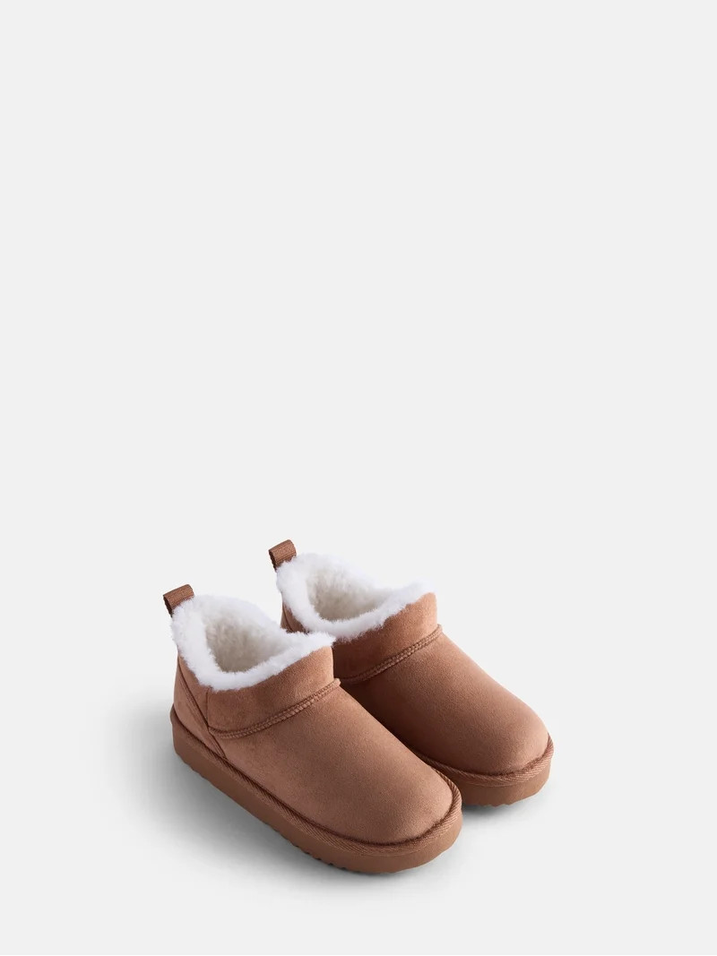 Wonder Nation Little and Big Girls Faux Shearling Platform Boots | Walmart (US)