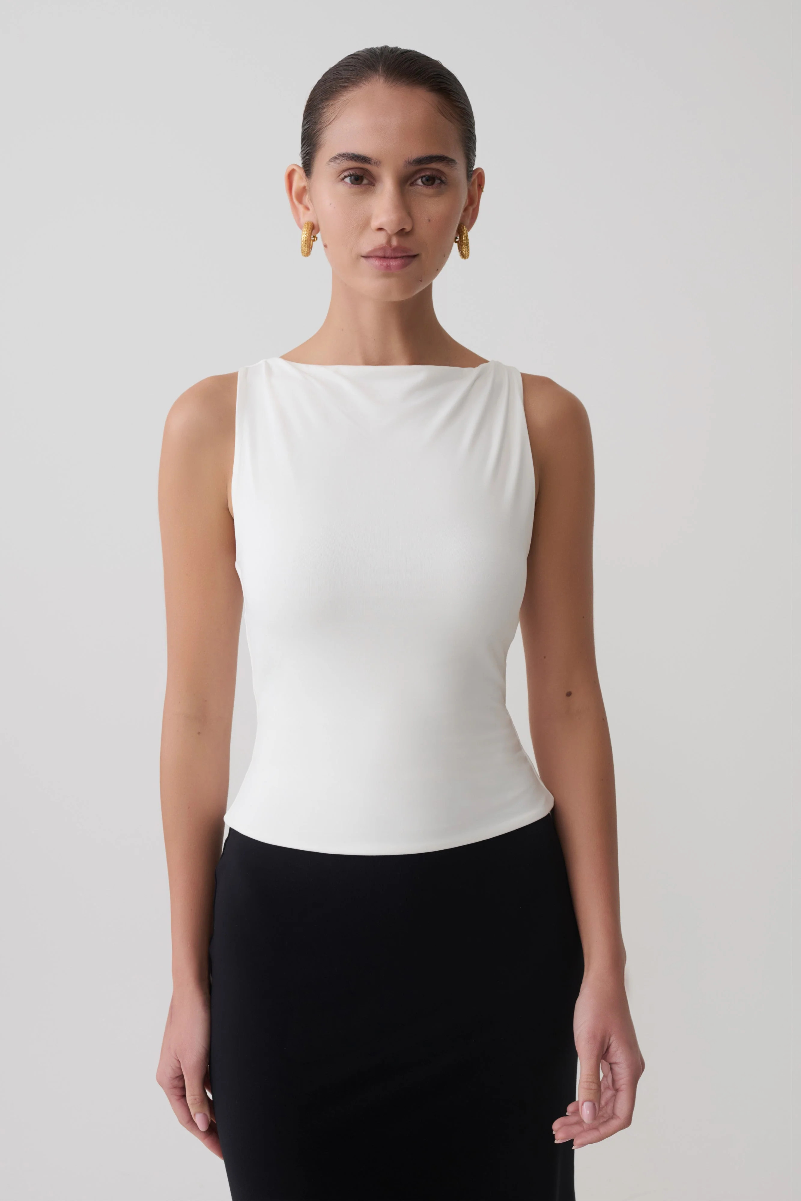 Nicolette Sleeveless Tank Top - White | MESHKI US