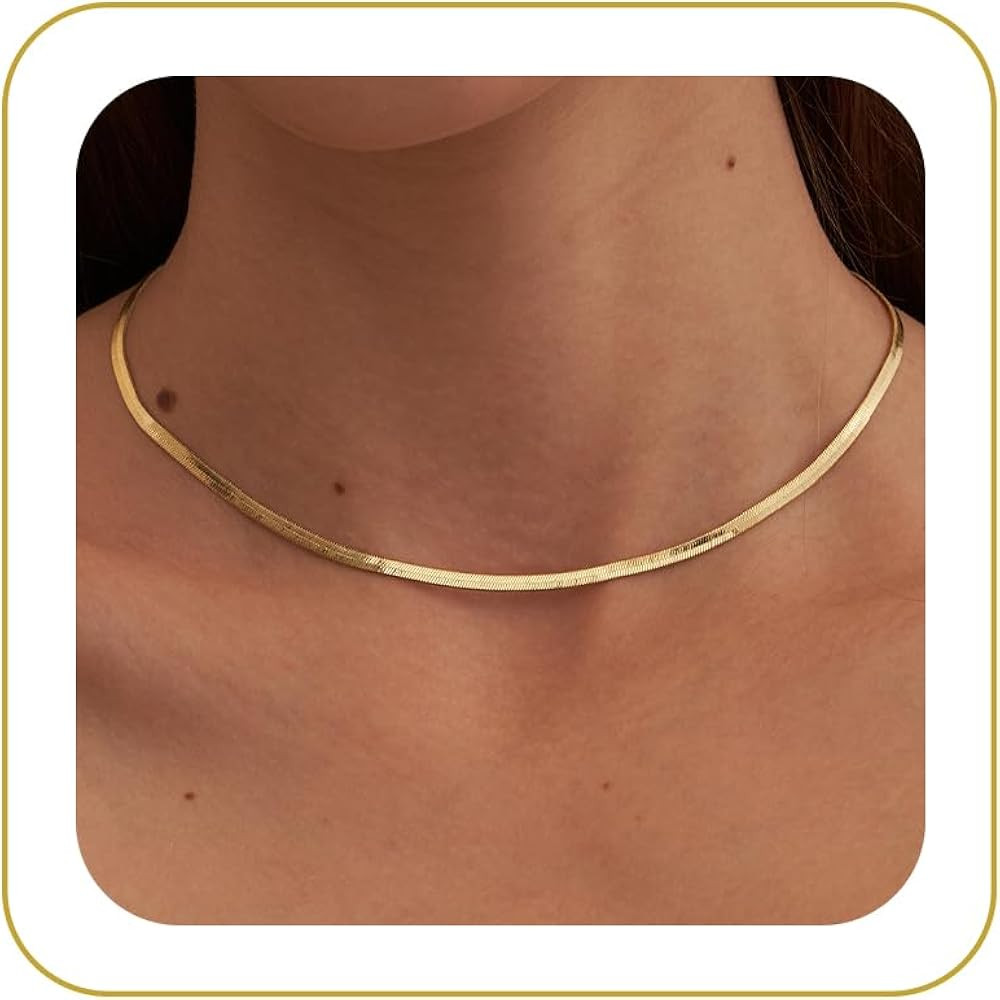 CHESKY Gold Necklace for Women-14K Plated/S925 sterling silver Snake Chain Necklace Dainty Simple... | Amazon (US)