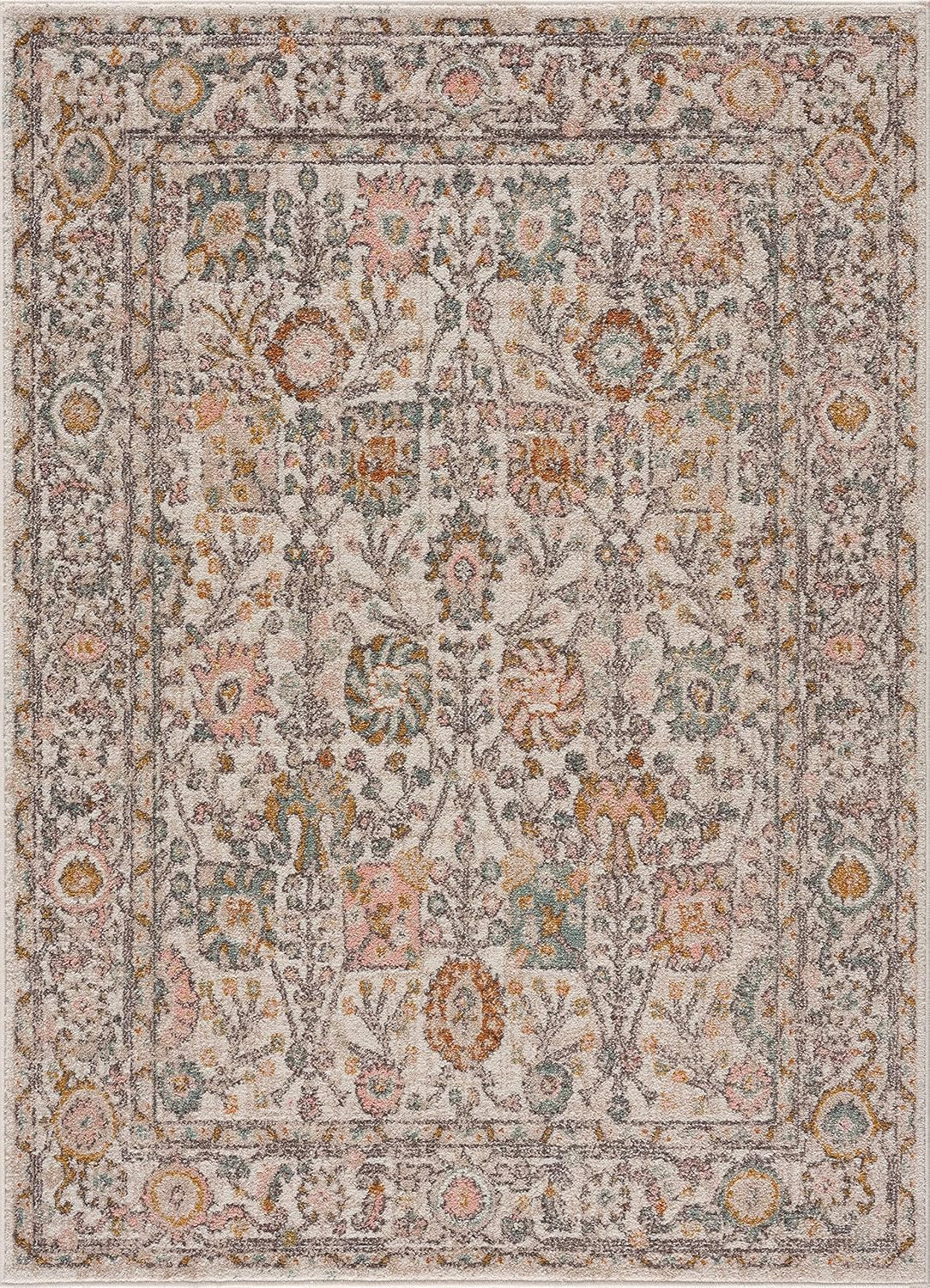 Herstmonceux Traditional Living Room Bedroom Soft Natural Area Rug - Oriental Persian Floral Farm... | Amazon (US)