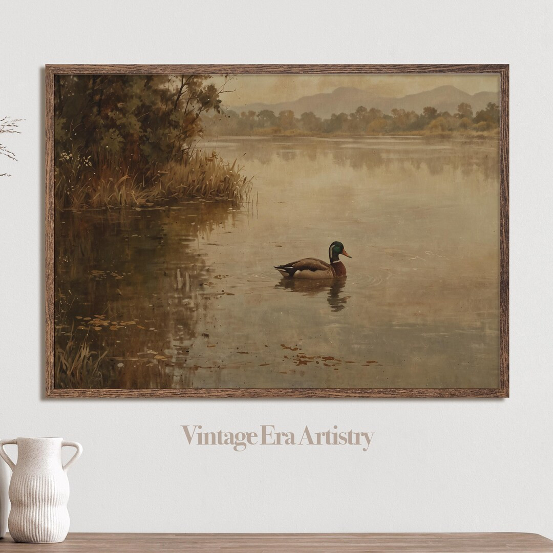 Vintage Duck on a Lake, Pond Bird Art, High Quality Printable Wall Art, Digital Download, Digital... | Etsy (US)