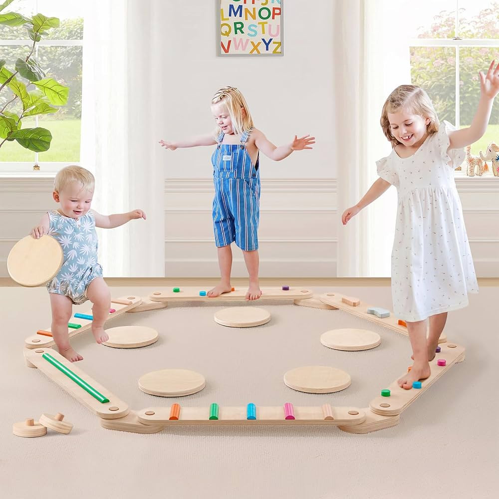 Tiny Land Wooden Balance Beam, 6 PCS Toddler Balance Boards, Montessori Balance Beam for Kids Dev... | Amazon (US)