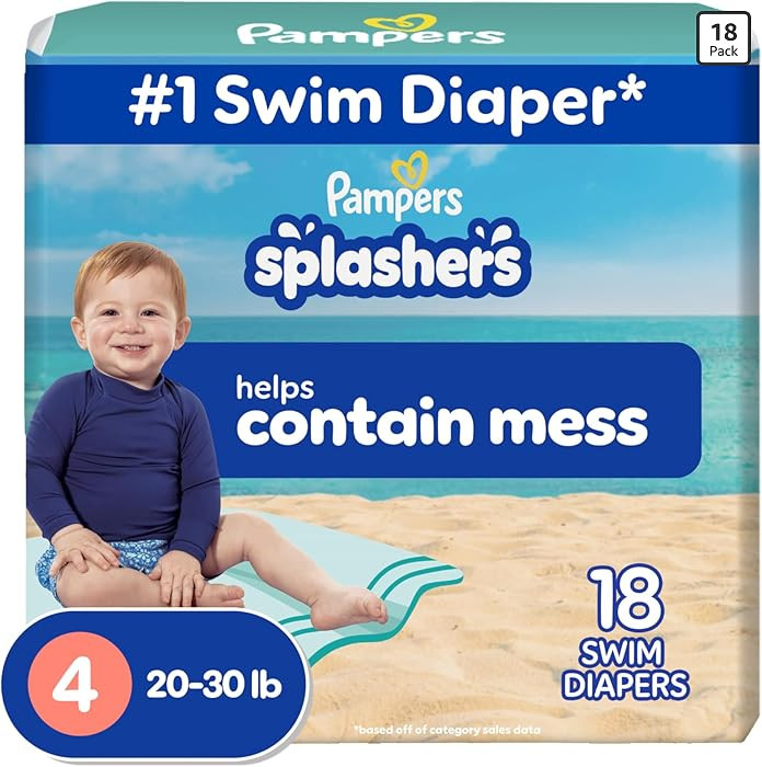 Pampers Swim Diapers - Splashers - Size 4, 18 Count, Gap-Free Disposable Baby Swimming Pants | Amazon (US)