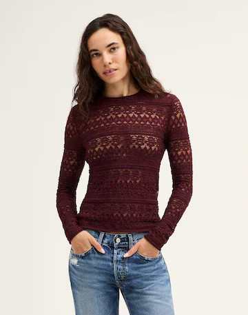 Jacquard-Lace Long-Sleeve Top | Madewell