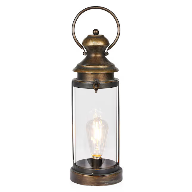 Alpine Corporation 6-in x 17-in Gold Metal LED light Outdoor Decorative Lantern | Lowe's