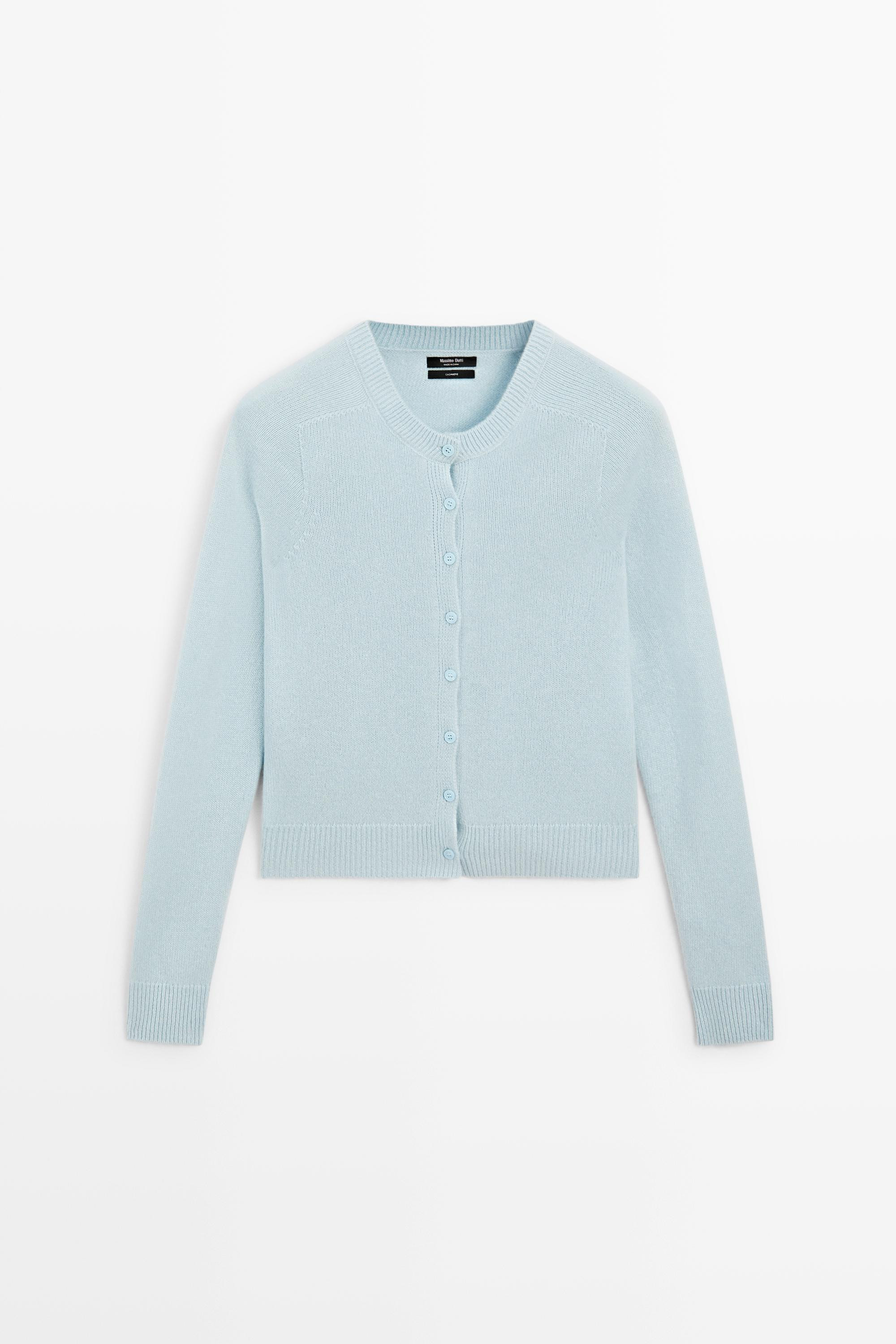 100% cashmere cropped knit cardigan | Massimo Dutti UK