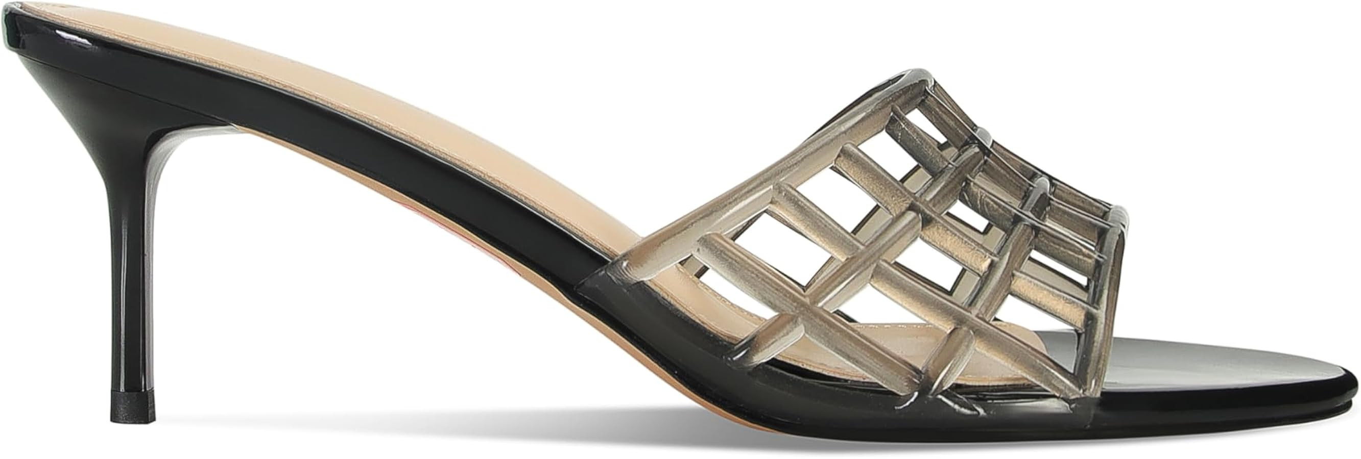 Jelly Heeled Sandals for Women Round Open Toe Slip On Mules Clear Mesh Hollow Jellies Fashion Beach Summer Dress Sandals Shoes | Amazon (US)