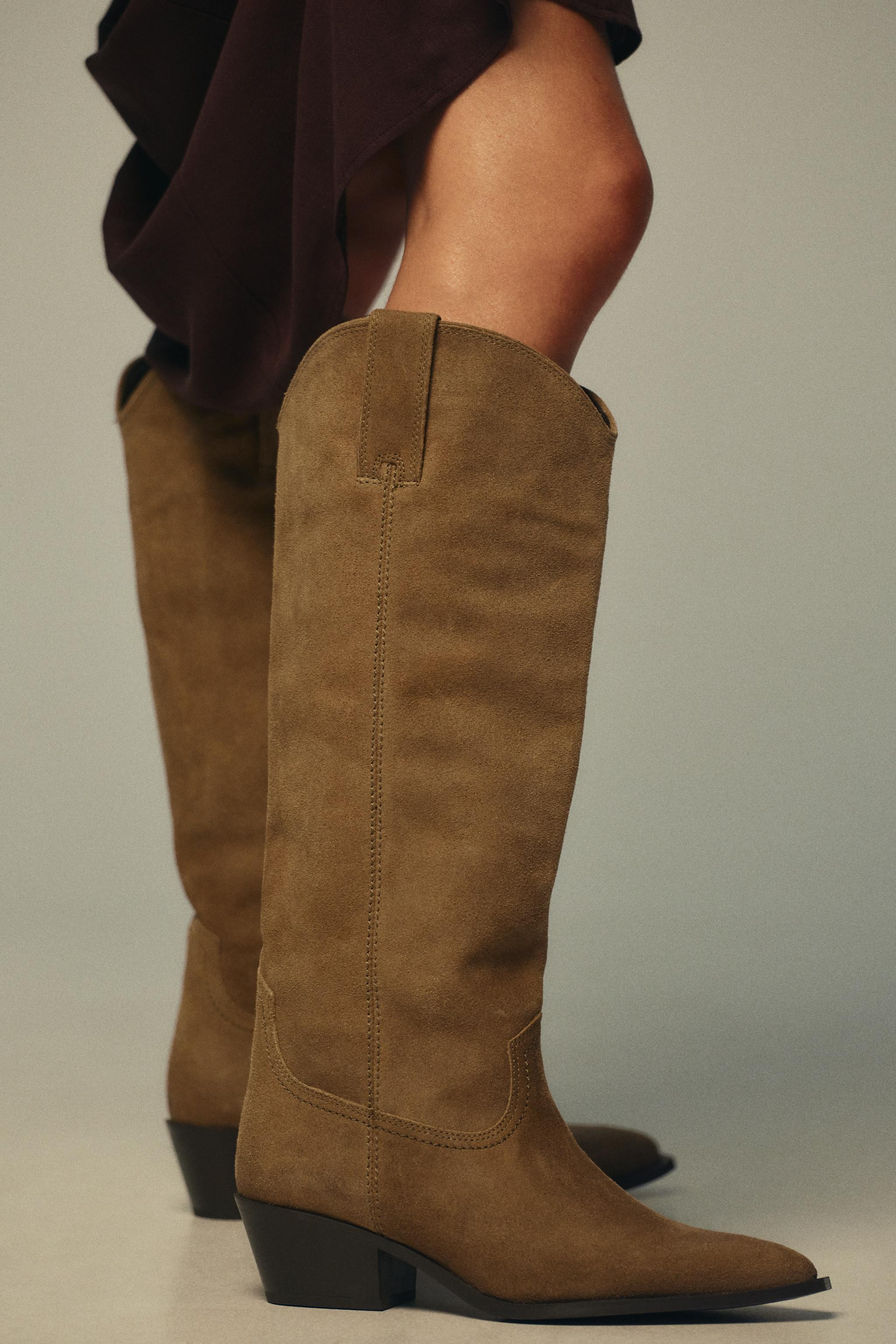 SPLIT LEATHER HIGH-HEELED BOOTS | Zara US
