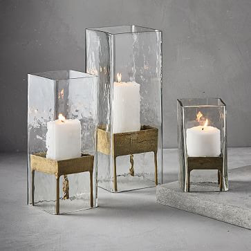Tabla Glass & Brass Hurricanes | West Elm (US)
