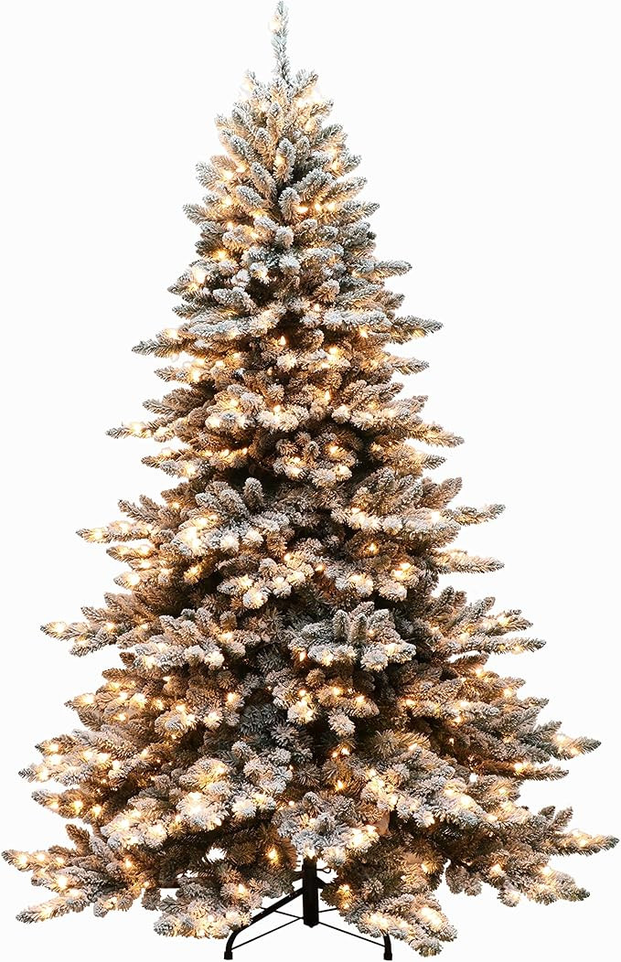 Puleo International Pre-Lit 9' Royal Majestic Flocked Spruce Artificial Christmas Tree with 800 L... | Amazon (US)