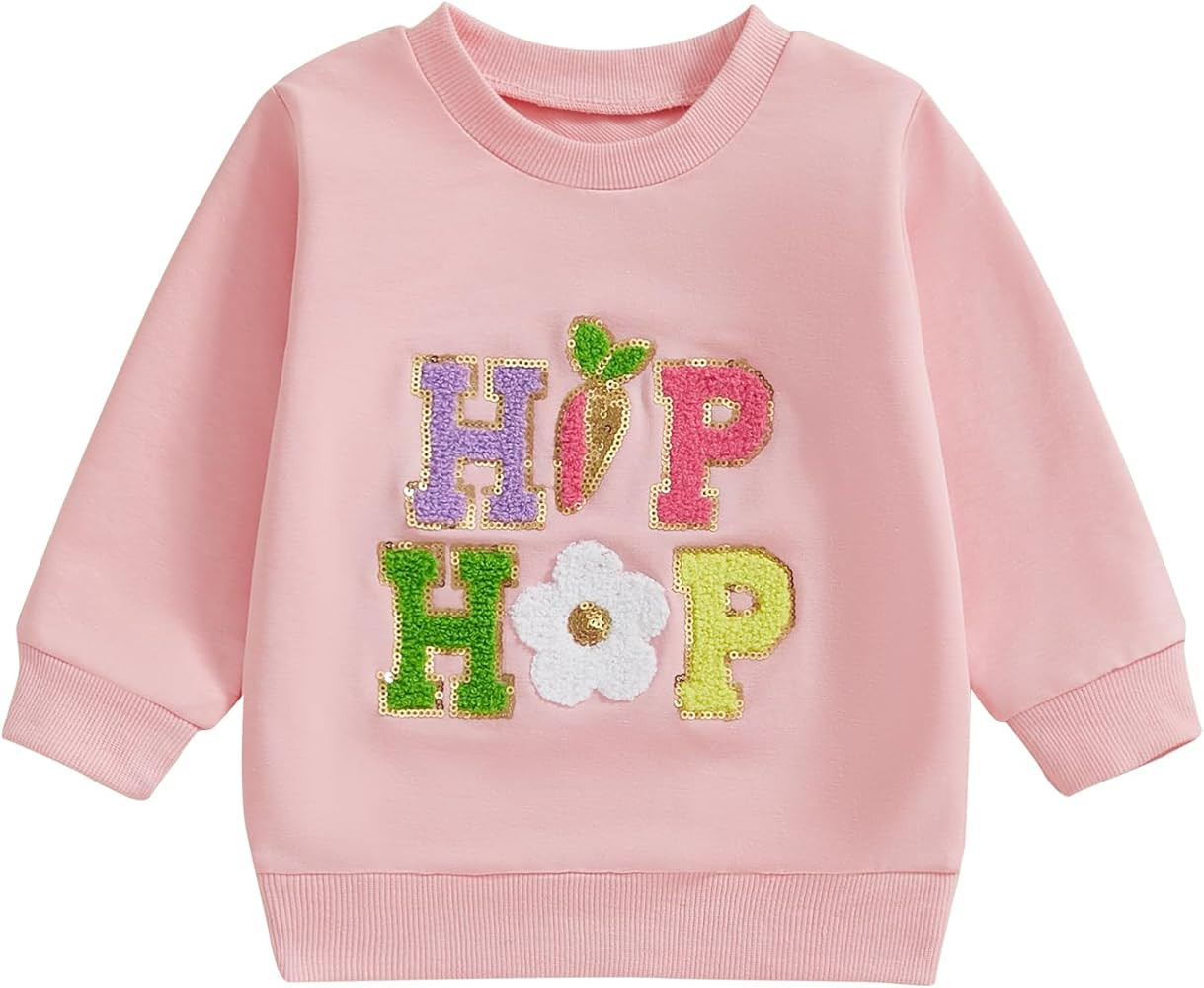 Baby Easter Sweatshirts Cute Easter Egg Excavator Print Long Sleeve Pullovers Toddler Spring Tops | Amazon (US)