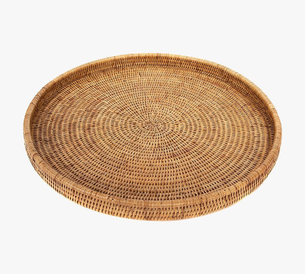 Tava Handwoven Rattan Round Serving Tray | Pottery Barn (US)